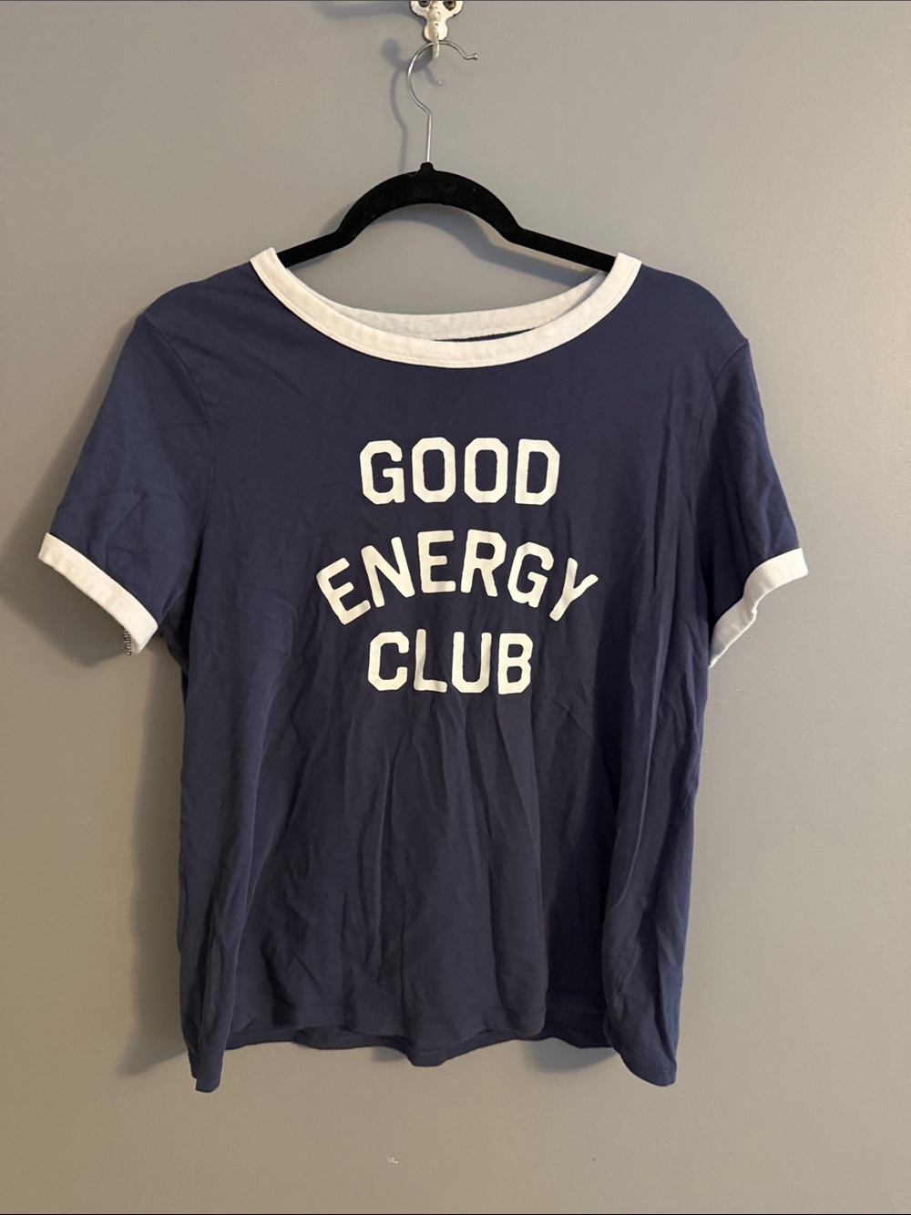 Old Navy Navy & White 'Good Energy Club' Ringer Tee